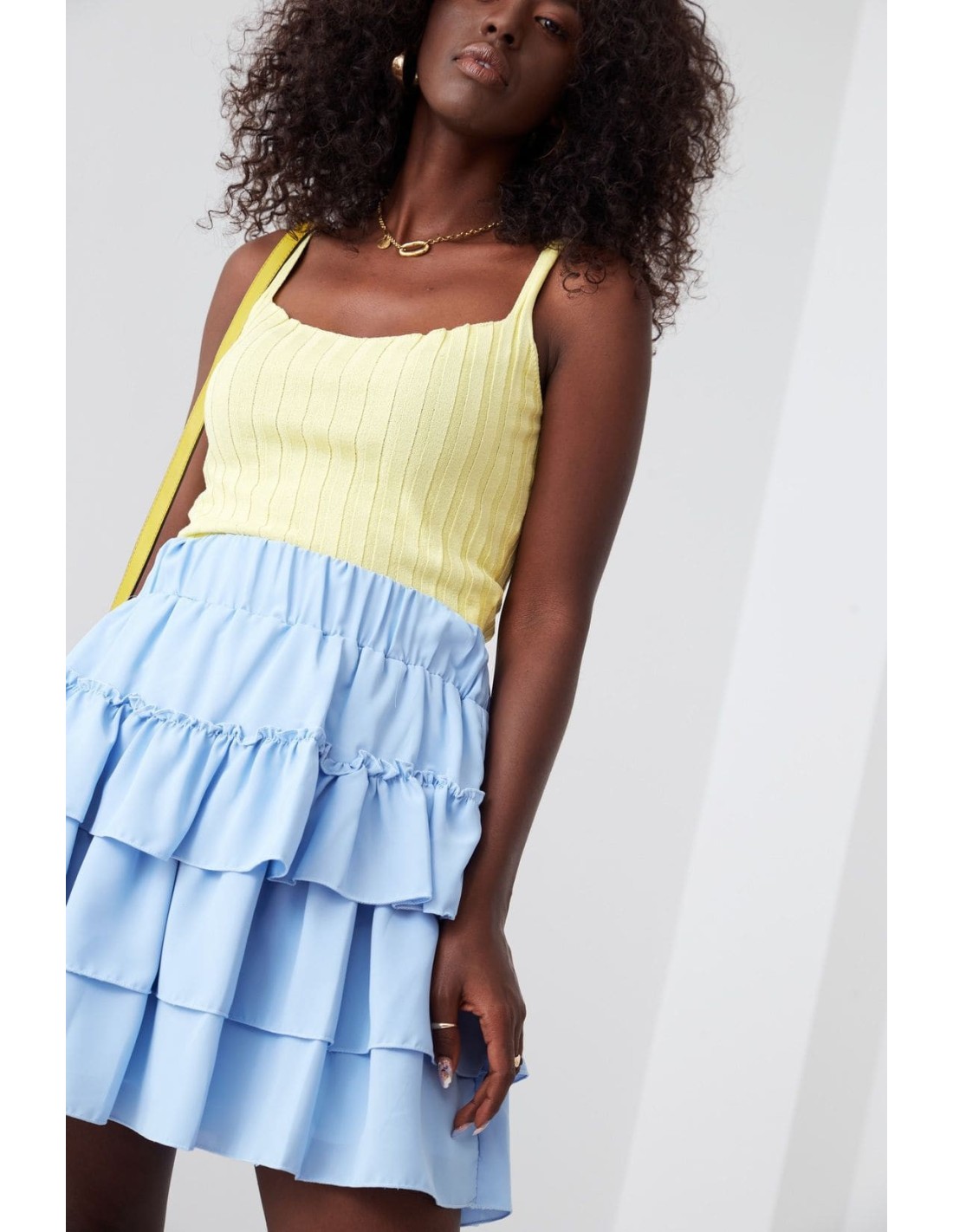 Smooth skirt with ruffles, blue 40130 - Online store - Boutique